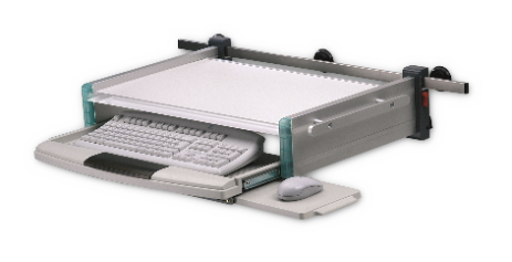 Ablage mit Tastaturauszug und Mausablage für Gerätenormschienen 25 x 10 mm